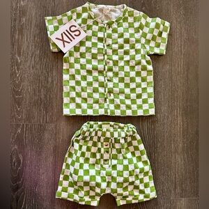 Green and White Checkered Baby Toddler Boy Set